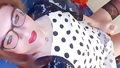 Sexy blonde in stockings naked and fucked in her stockings