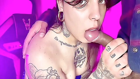 Guy fucks a tattooed girl in the ass and in her mouth