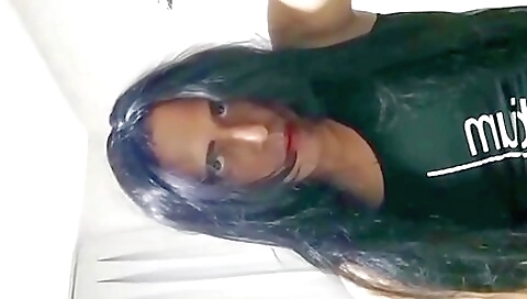 Beautiful girl with a big ass is in sexy white stockings